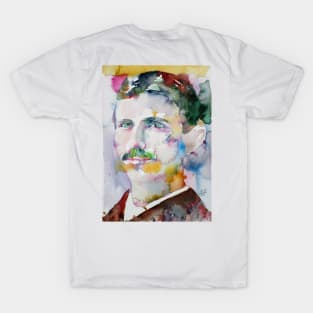 NIKOLA TESLA watercolor portrait .3 T-Shirt